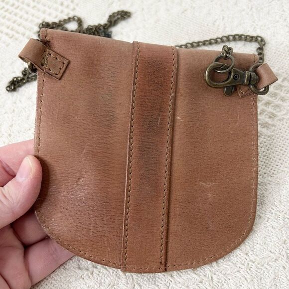 H&M L.O.G.G. Tan Leather Mini Crossbody Bag Minimalist Purse Concert Festival - Picture 5 of 9